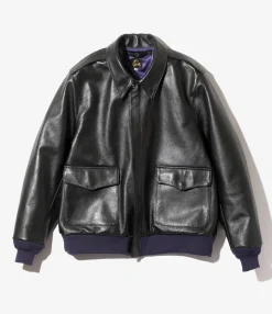 A-2 Jacket - Black- Cowhide Lthr.