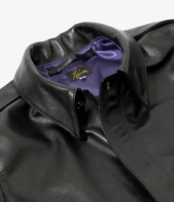 A-2 Jacket - Black- Cowhide Lthr.