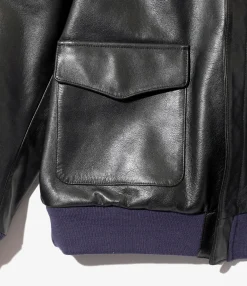 A-2 Jacket - Black- Cowhide Lthr.