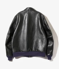 A-2 Jacket - Black- Cowhide Lthr.