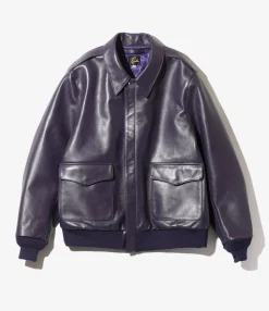 A-2 Jacket - Purple - Cowhide Lthr.