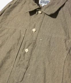 Army Pop Over Shirt - H. Grey Cotton Chambray
