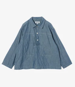 Army Pop Over Shirt - Indigo Cotton Chambray