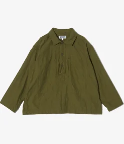 Army Pop Over Shirt - Olive Cotton Iridescent