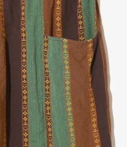 Army String Pant - Brown/Green - Dobby Stripe