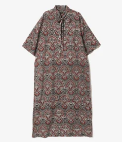 Ascot Collar Dress - Arabesque - Printed Cotton Lawn