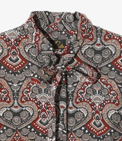 Ascot Collar Dress -  Arabesque - Printed Cotton Lawn