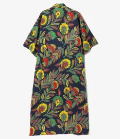 Ascot Collar Dress -  Botanical - Printed Cotton Lawn