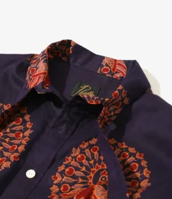 Ascot Collar Dress -  Peacock - Printed Cotton Lawn