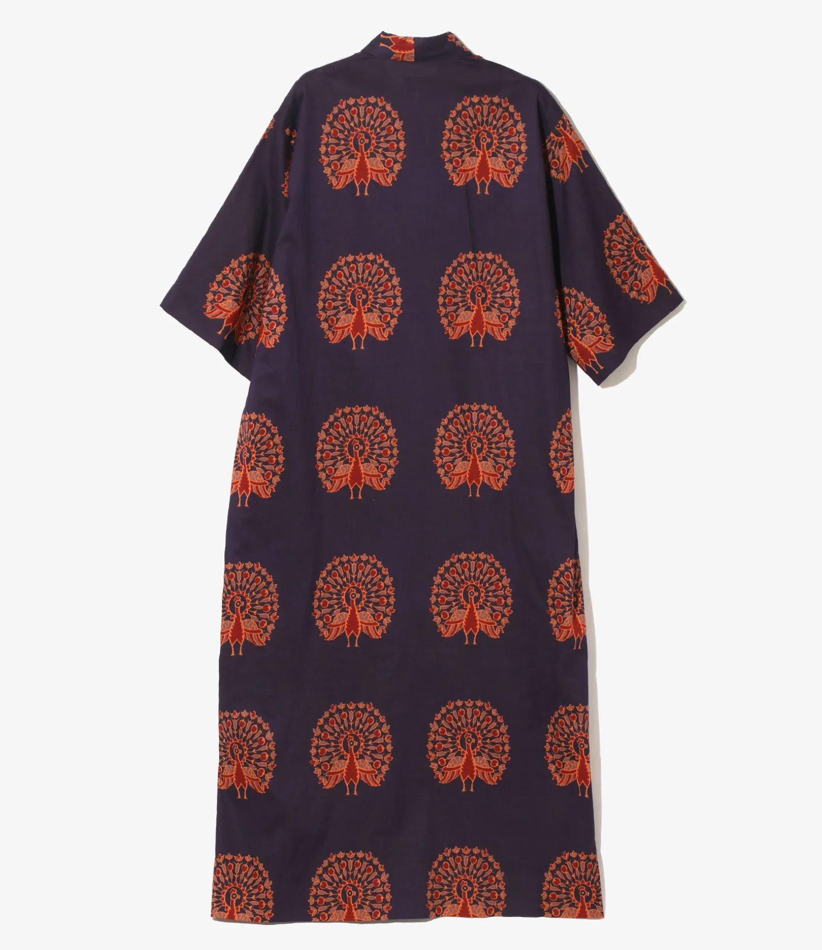 Ascot Collar Dress - Peacock - Printed Cotton Lawn