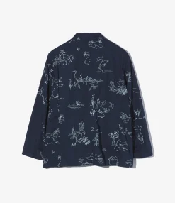 Bedford Jacket - Navy Animal Print 6.5oz Flat Twill