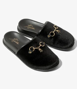 Bit Tassel Velvet Slip-In - Black