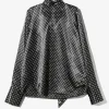 Bow Blouse - Black - Polka Dots Sateen