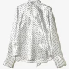Bow Blouse - White - Polka Dots Sateen