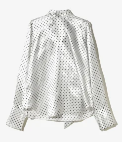 Bow Blouse - White - Polka Dots Sateen