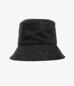 Bucket Hat - Black Polyester Fake Suede