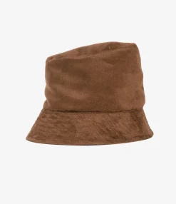 Bucket Hat - Brown Polyester Fake Suede