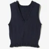 Cable Stitch Sleeveless Sweater - Navy