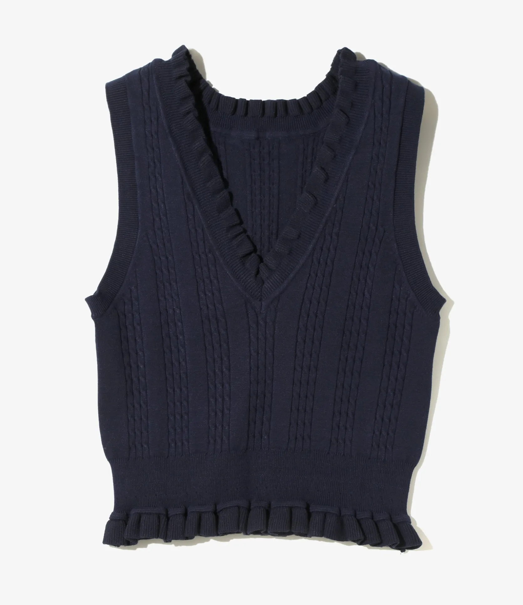 Cable Stitch Sleeveless Sweater - Navy