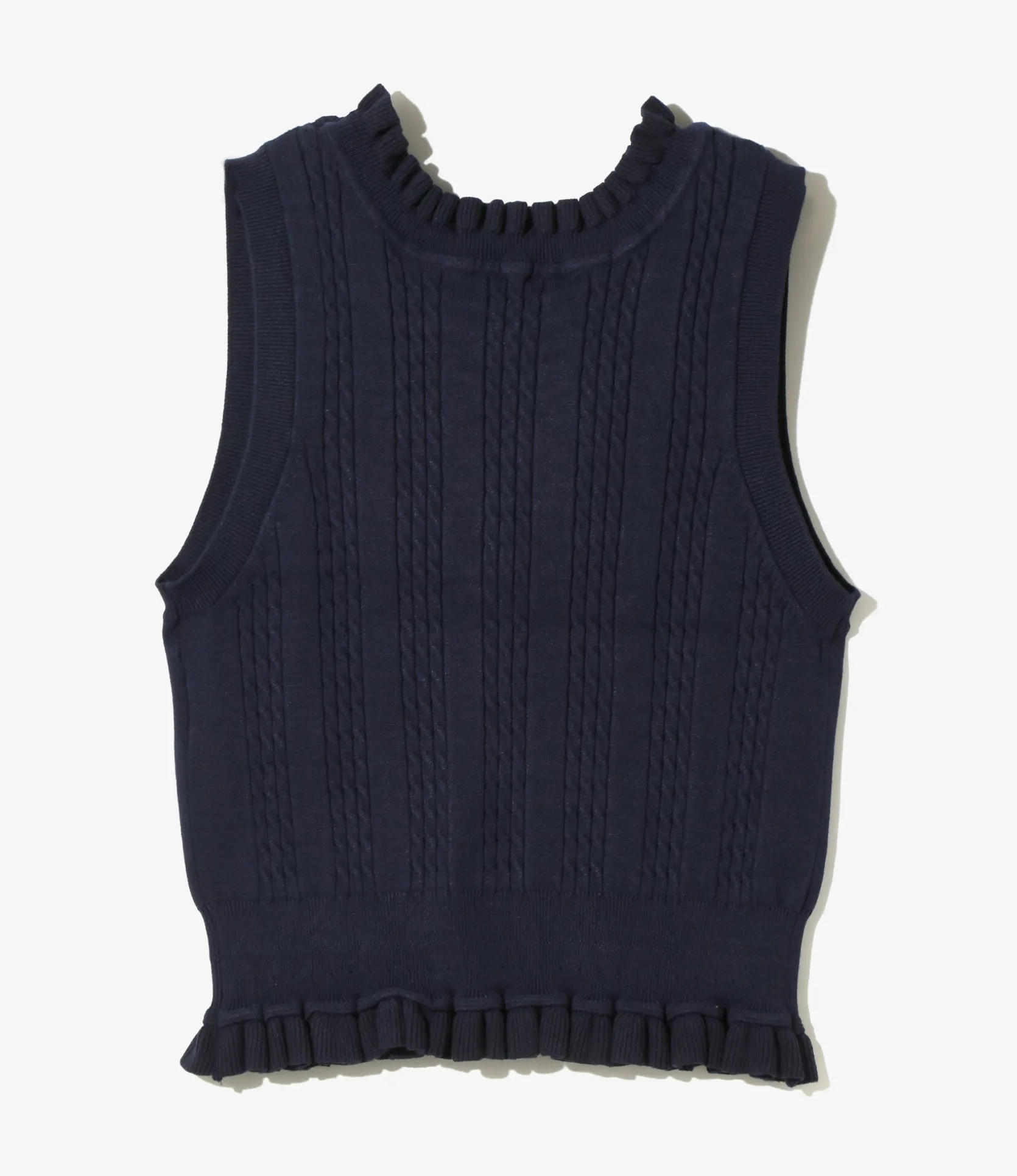 Cable Stitch Sleeveless Sweater - Navy
