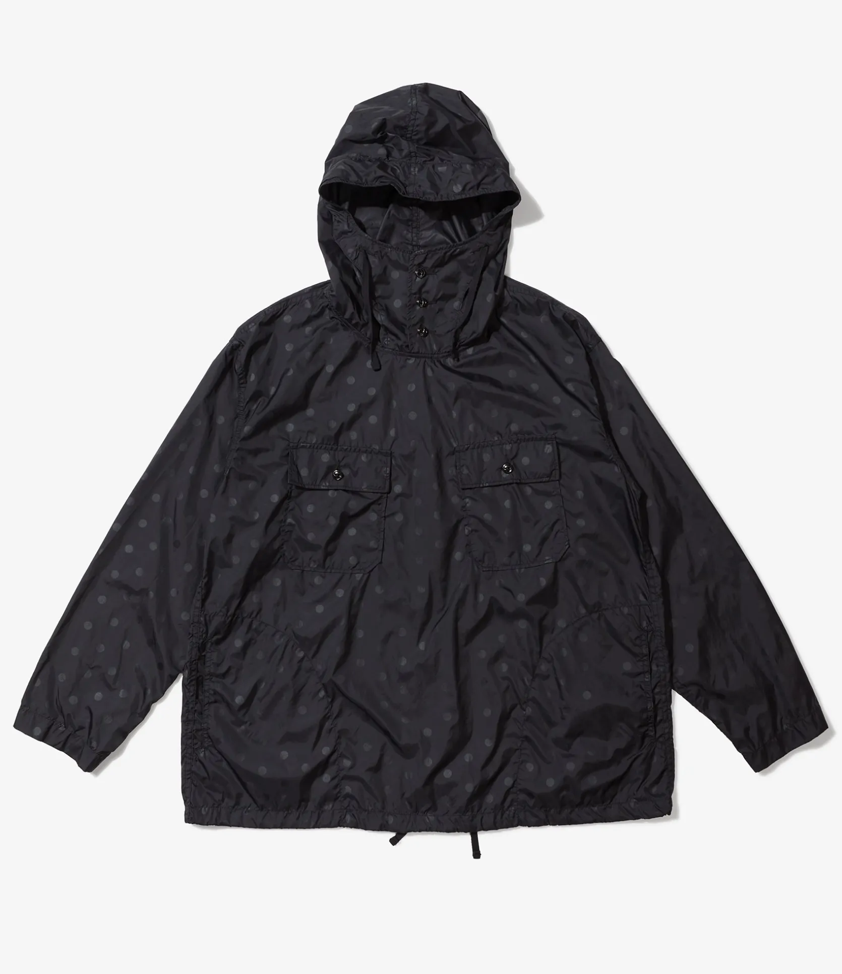 Cagoule Shirt - Black Nylon Polka Dot Printed Taffeta