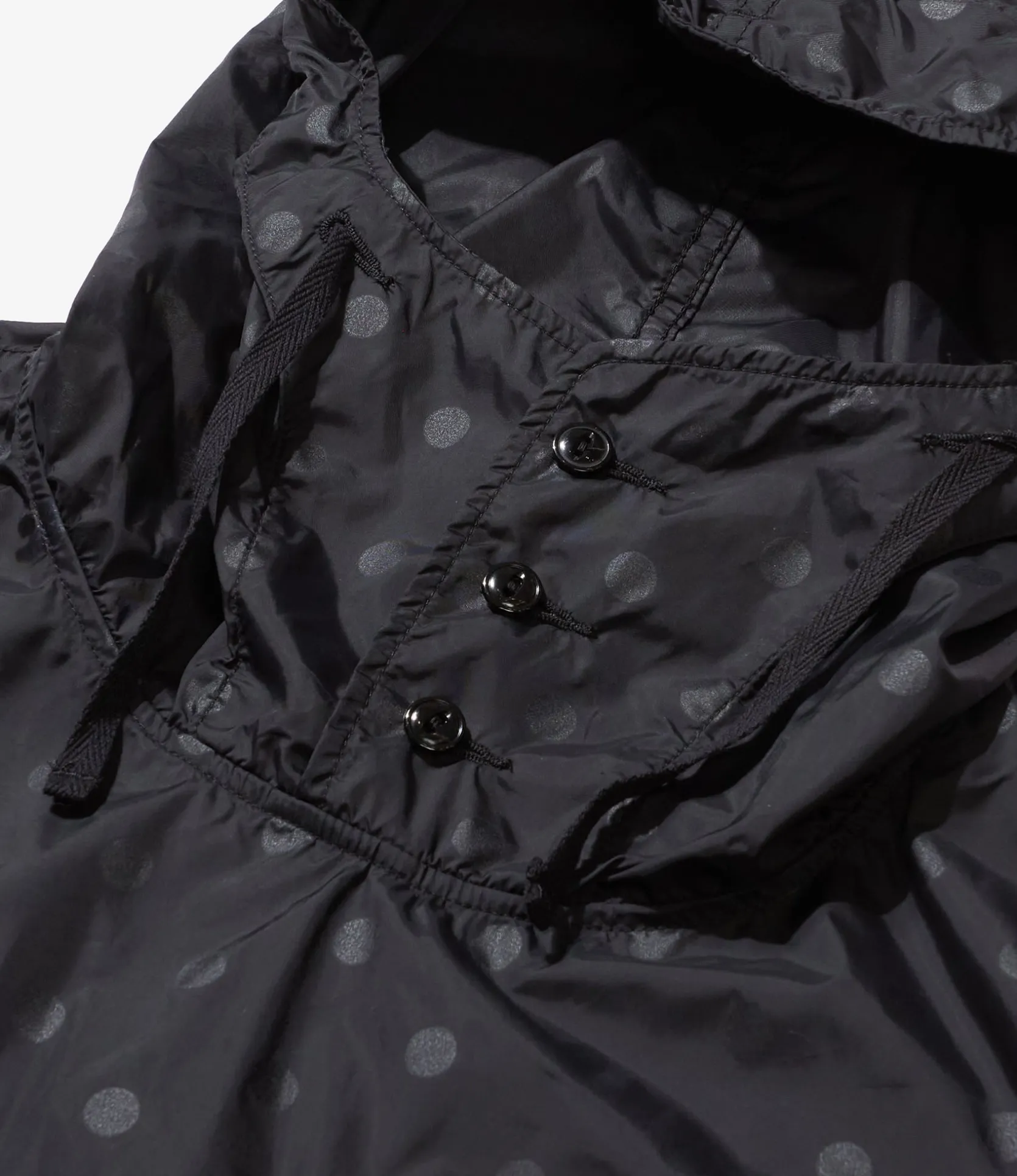 Cagoule Shirt - Black Nylon Polka Dot Printed Taffeta