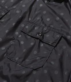Cagoule Shirt - Black Nylon Polka Dot Printed Taffeta