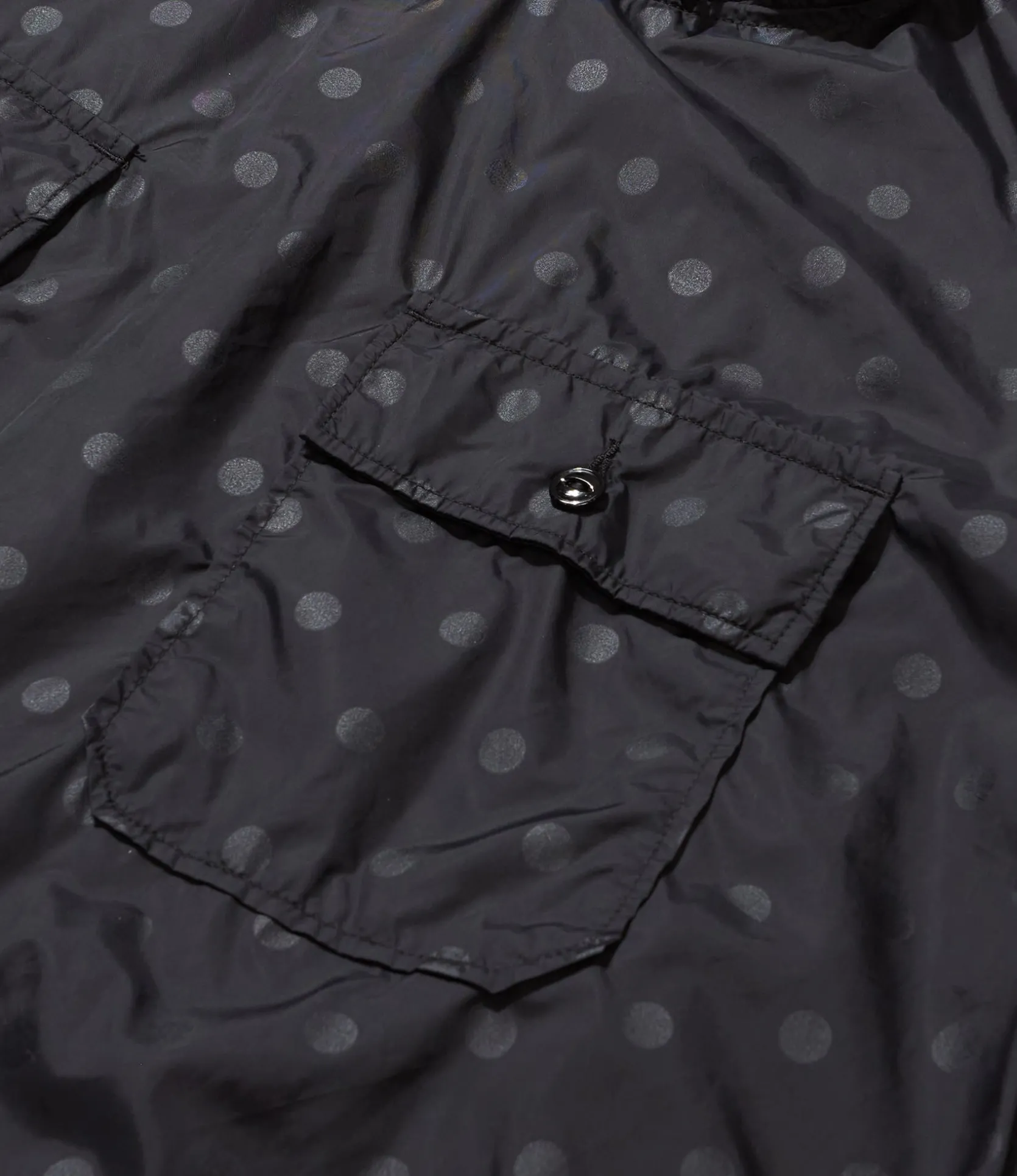 Cagoule Shirt - Black Nylon Polka Dot Printed Taffeta