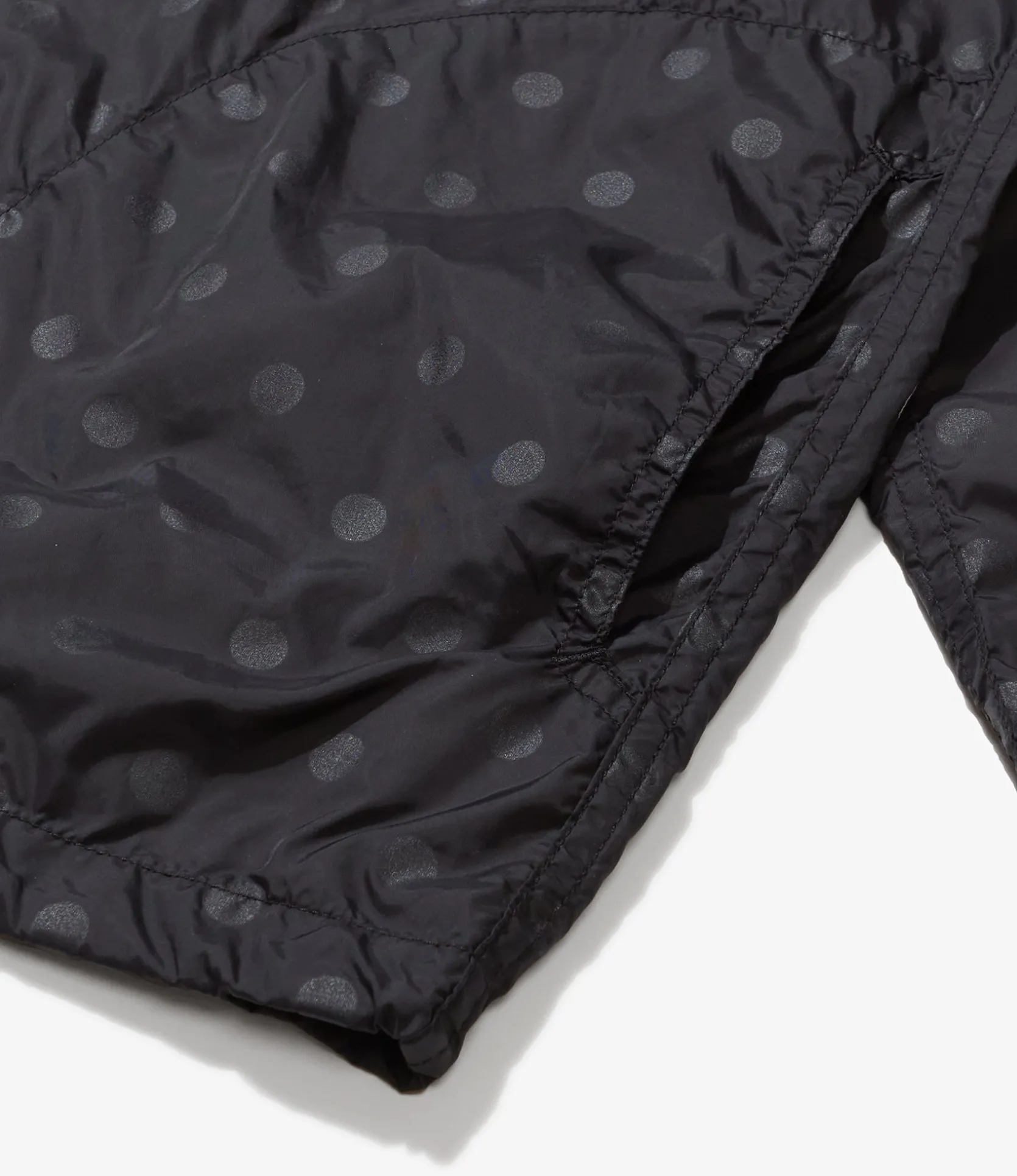 Cagoule Shirt - Black Nylon Polka Dot Printed Taffeta