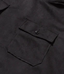 Cagoule Shirt - Black Polyester Lt. Weight Fake Suede