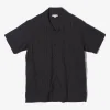 Camp Shirt - Black Cotton Lace Stripe Jq.