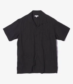 Camp Shirt - Black Cotton Lace Stripe Jq.