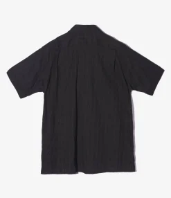 Camp Shirt - Black Cotton Lace Stripe Jq.
