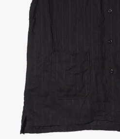 Camp Shirt - Black Cotton Lace Stripe Jq.