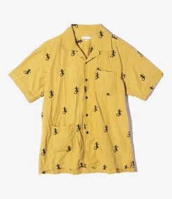 Camp Shirt - Khaki Gecko Embroidery