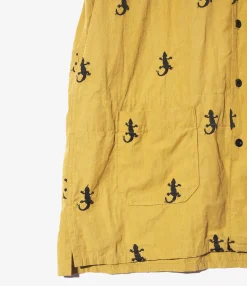 Camp Shirt - Khaki Gecko Embroidery