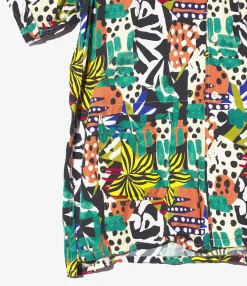 Camp Shirt - Multi Color African Print Patchwork