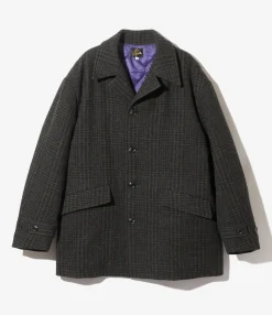 Car Coat - Charcoal - Wool Glen Plaid