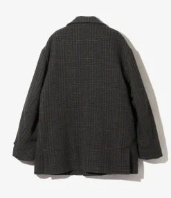 Car Coat - Charcoal - Wool Glen Plaid