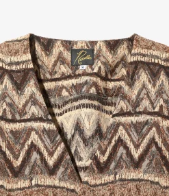Cardigan Jacket - Brown - AC/R/W/N Zigzag Stripe Jq.
