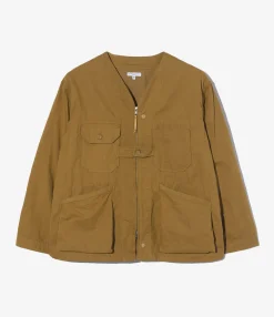 Cardigan Jacket - Dk. Khaki Cotton Crosgrain
