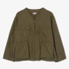 Cardigan Jacket - Olive Coated Cotton Cloth
