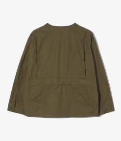 Cardigan Jacket - Olive Coated Cotton Cloth