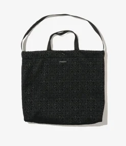 Carry All Tote - Black Crest Flocked Jacquard