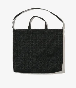 Carry All Tote - Black Crest Flocked Jacquard