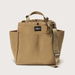 Carry-all Beach Bag - Canvas Nylon - Khaki (black pocket)
