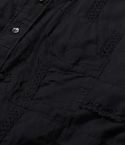 19 Century BD Shirt - Black Cotton Fringe Patchwork