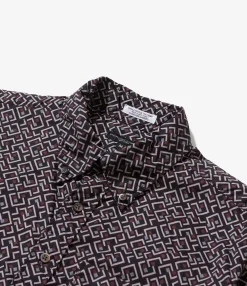 19 Century BD Shirt - Burgundy Cotton Deco Print