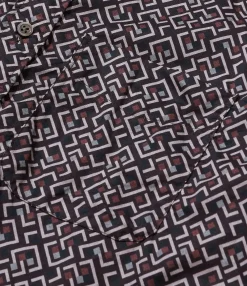 19 Century BD Shirt - Burgundy Cotton Deco Print