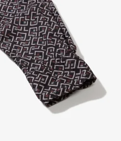 19 Century BD Shirt - Burgundy Cotton Deco Print